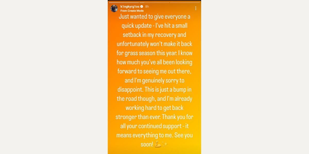Via Nick Kyrgios Instagram stories